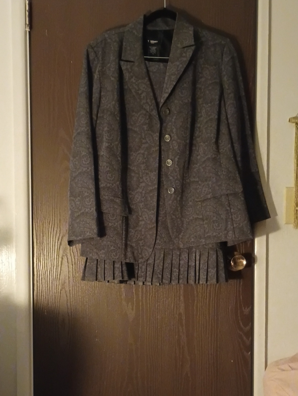 Women’s Gray Paisley Blazer Jacket and Matching Skirt